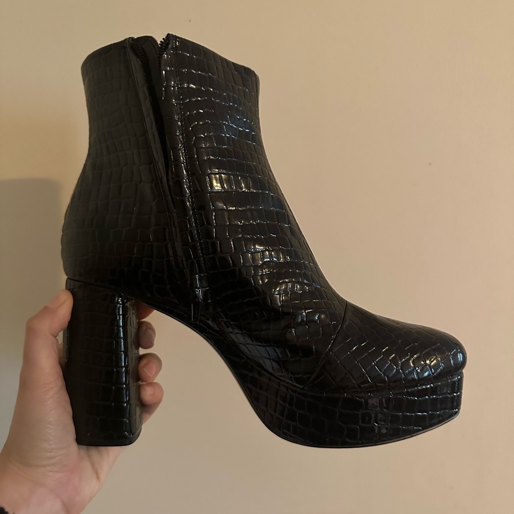 Never worn Mix No 6 Crocodile black heeled booties